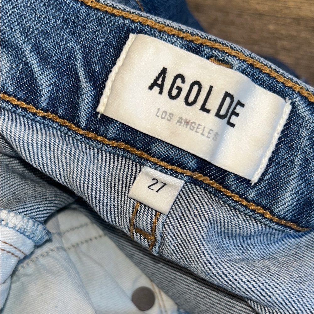 AGOLDE High Rise Straight Leg Jeans Medium Wash Vintage Wear Size 27 - Picture 3 of 13